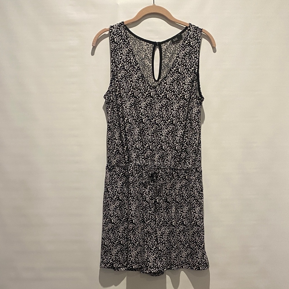 Muse Black and White Floral Sleeveless Shorts Romper